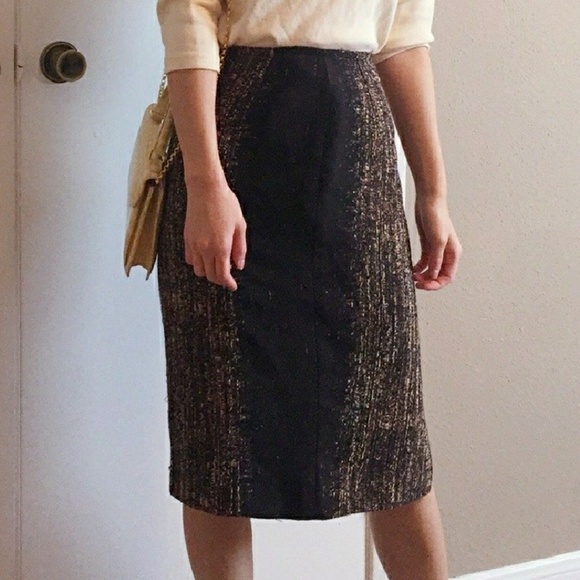 Jupe Droite Lafayette 148 En Laine Mélangée Tweed - Taille 2 - Neuve Avec étiquettes - Couleurs Turquoise/moutarde